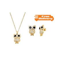 Owl Earrings & Necklace - Free Delivery!