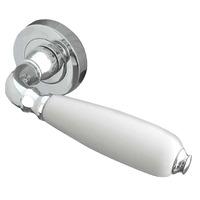 Oxford White Porcelain and Chrome Lever on Rose Handles