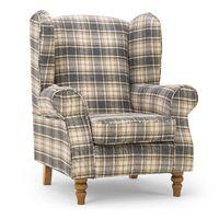 oxford wingback armchair grey and yellow tartan