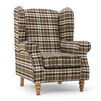 oxford wingback armchair brown tartan