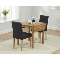 Oxford 70cm Solid Oak Extending Dining Table with Black Mia Fabric Chairs