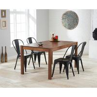 Oxford 120cm Dark Oak Dining Table with Tolix Industrial Style Dining Chairs