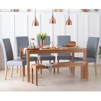 Oxford 150cm Solid Oak Dining Table with Benches and Albany Chairs