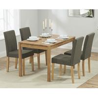 Oxford 120cm Solid Oak Dining Table with Brown Mia Fabric Chairs