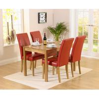 Oxford 120cm Solid Oak Dining Table with Albany Red Chairs