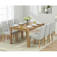 oxford 150cm solid oak dining table with mia fabric chairs