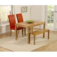 Oxford 120cm Solid Oak Dining Table with Benches and Red Albany Chairs