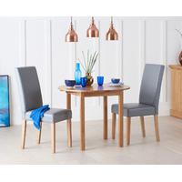 Oxford 90cm Solid Oak Drop Leaf Extending Dining Table with Albany Grey Chairs