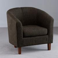 Oxford Dark Brown Fabric Tub Chair