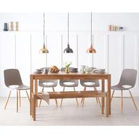 oxford 150cm solid oak dining table with nordic wooden leg chairs and  ...