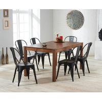 oxford 150cm dark oak dining table with tolix industrial style dining  ...