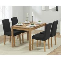 Oxford 120cm Solid Oak Dining Table with Black Mia Fabric Chairs