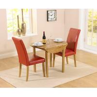 Oxford 90cm Solid Oak Drop Leaf Extending Dining Table with Albany Red Chairs