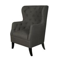 Oxford Sofa Chair In Charcoal Fabric With Dark Wooden Feet