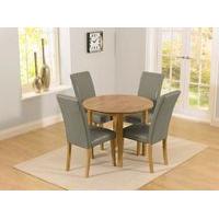 Oxford 90cm Solid Oak Drop Leaf Extending Dining Table with Albany Grey Chairs