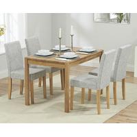 Oxford 120cm Solid Oak Dining Table with Grey Mia Fabric Chairs
