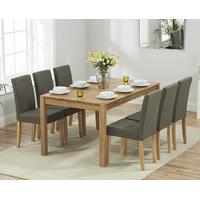 Oxford 150cm Solid Oak Dining Table with Brown Mia Fabric Chairs