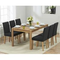 Oxford 150cm Solid Oak Dining Table with Black Mia Fabric Chairs