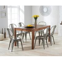 Oxford 150cm Dark Oak Dining Table with Tolix Industrial Style Dining Chairs
