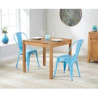 Oxford 80cm Solid Oak Dining Table with Tolix Industrial Style Dining Chairs