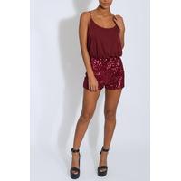 Oxblood Sequin Short Playsuit