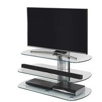 Oyster Glass TV Stand In Clear With Silver Column