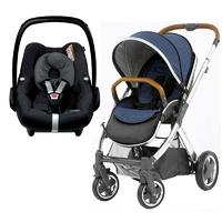 oyster 2 pebble travel system mirrortan oxford blue