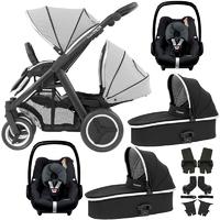 oyster max duo twin pram travel system blackpure silver
