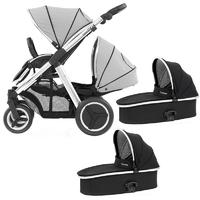oyster max duo twin pram mirrorpure silver