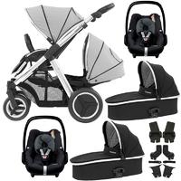 Oyster Max Duo Twin Pram Travel System Mirror/Pure Silver