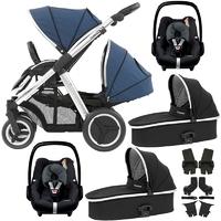 Oyster Max Duo Twin Pram Travel System Mirror/Oxford Blue