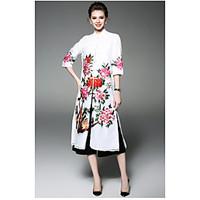 oycp womens daily loose sheath dressflowerfloral stand midi length sle ...