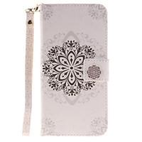 painted datura flowers pattern lanyard pu phone case for samsung galax ...