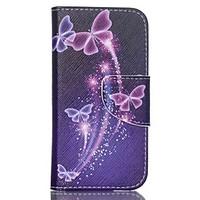 Patterned Leather Wallet Phone Case for iPod Touch 5/6 with Stand - Purple Butterfly