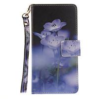 painted blue flowers pattern card can lanyard pu phone case for huawei ...