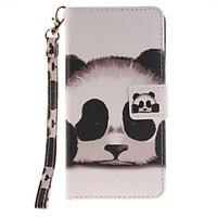 painted panda pattern card can lanyard pu phone case for sony z2 z3 z3 ...