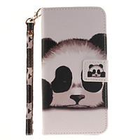 painted panda pattern card can lanyard pu phone case for samsung galax ...