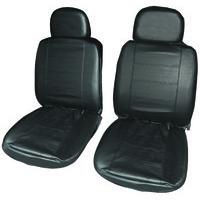 pair of black leather look front seat cover