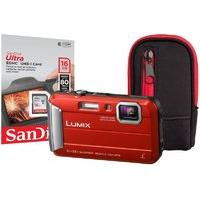 Panasonic DMC-FT30 Tough Red Camera Kit inc 16GB SD Card & Case