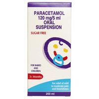 paracetamol 120mg5ml oral suspension sugar free for babies and childre ...