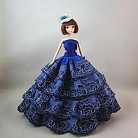 partyevening dresses for barbie doll blue roses dress for girls doll t ...
