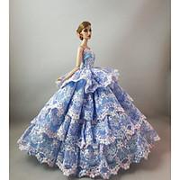 Party/Evening Dresses in Light Blue Floral Pattern For Barbie Doll For Girl\'s Doll Toy