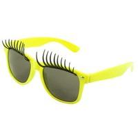 Party Glasses With Eyelashes Neon Yellow
