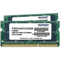 patriot signature 16gb kit so dimm ddr3 pc3 10600 cl9 psd316g1333sk