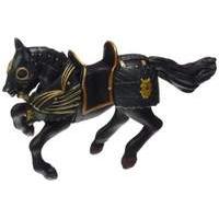 papo of knights horse in black armour t