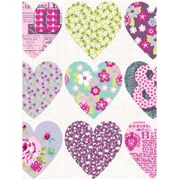 Patchwork Heart Wallpaper - Purple - Arthouse 668501