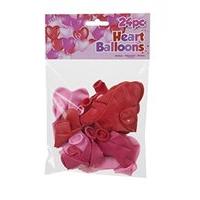 Pack Of 24 Heart Shaped Party Wedding Valentines Balloons Red & Pink 2 Sizes