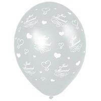 Pack Of 25 Just Married Shimmering Silver Latex Balloons