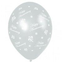 Party - Anniversary Roses Metallic Silver Latex Balloon 11\