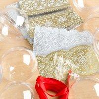 Pack of 30 6cm Christmas Shrink Wraps with 6 Acrylic Baubles - Gold and Silver 372172